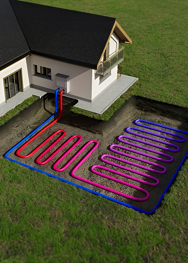ground source heat pumps installed deep below the garden